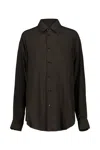 Lemaire Relaxed Fit Shirt With Long Sleeves And Back Yoke In Brown