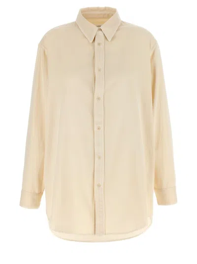 Lemaire Oversized Shirt With Chest Pocket And Long Sleeves In Neutral