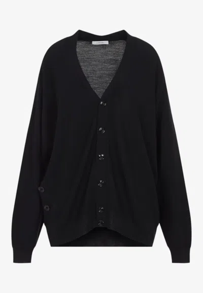 Lemaire Relaxed Twisted Asymmetric Cardigan In Black