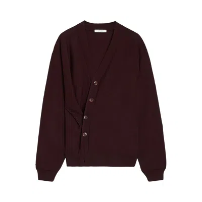 Pre-owned Lemaire Relaxed Twisted Cardigan 'dark Plum' | Tan | Women's Size M