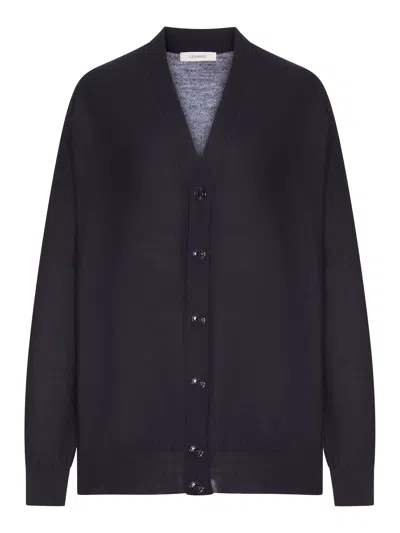 Lemaire Relaxed Twisted Cardigan In Merino Blend In Black