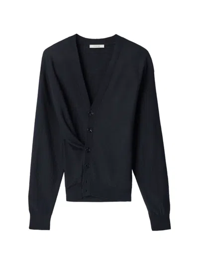 Lemaire Relaxed Twisted Cardigan In Merino Blend In Blue