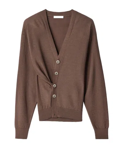 Lemaire Relaxed Twisted Cardigan In Merino Blend In Brown