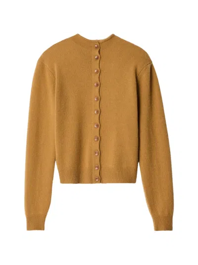 Lemaire Reversible Buttoned Sweater In Cashmere In Gold