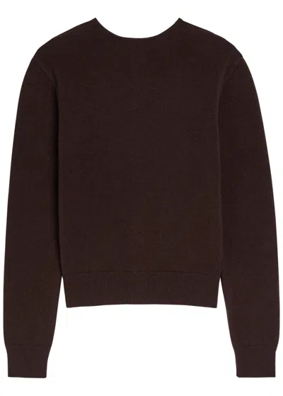Lemaire Reversible Buttoned Wool And Cashmere-blend Jumper In Brown