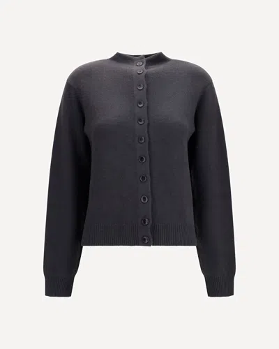 Lemaire Reversible Cashmere Button Sweater In Black