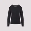 Lemaire Ribbed Crew Neck Long Sleeve Top In Black