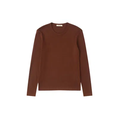 Lemaire Long Sleeve Round Neck Top Design In Brown