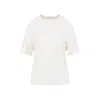 Lemaire Relaxed-fit White Cotton T-shirt With Classic Neckline In Neutral