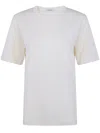 Lemaire Rib Minimalist Classic Crew Neck Cotton T-shirt In White