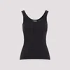 Lemaire Form-fitting Black Ribbed Tank Top With Scoop Neckline In Black