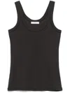 Lemaire Form-fitting Black Ribbed Tank Top With Scoop Neckline In Black