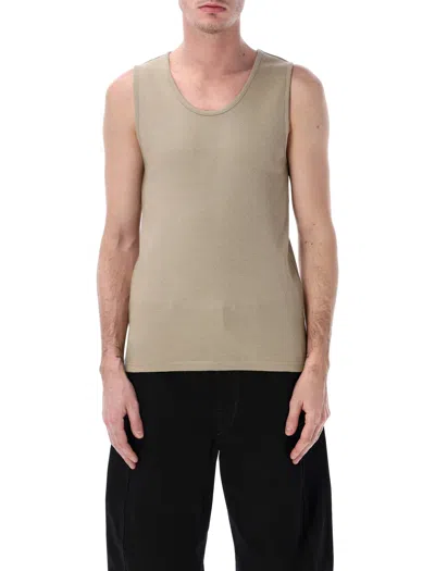 Lemaire Rib Tank Top In Cotton Jersey - Cotton Linen Rib Jersey - Men In Sage