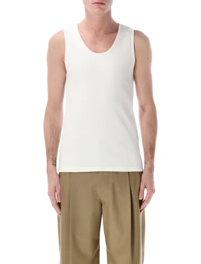 Lemaire Rib Tank Top In Cotton Jersey In Milk
