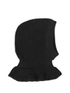 Lemaire Ribbed Black Hood Hat In Black