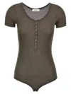 Lemaire Ribbed Viscose And Silk Blend Bodysuit In Brown