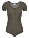 Lemaire Ribbed Viscose And Silk Blend Bodysuit In Brown