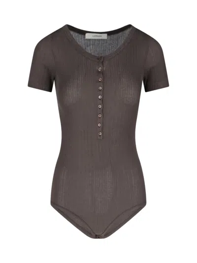 Lemaire Ribbed Bodysuit In Brown