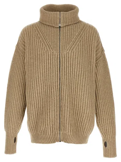 Lemaire Ribbed Cardigan Sweater, Cardigans In Beige