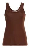 Lemaire Ribbed Cotton Tank Top In Brown