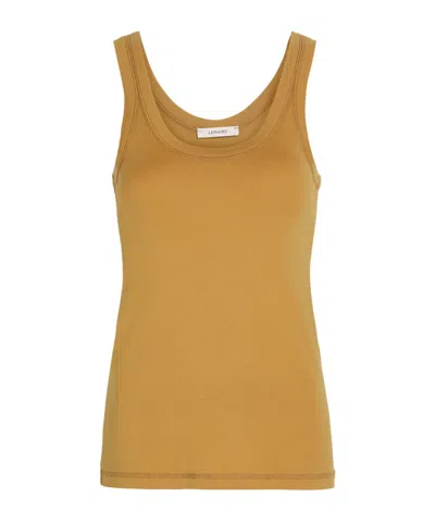 Lemaire Ribbed Cotton Tank Top In Brown