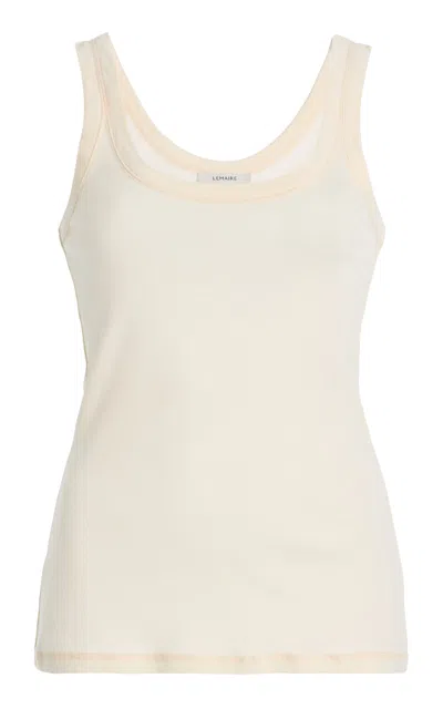 Lemaire Ribbed Cotton Tank Top In Neutral
