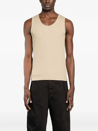 Lemaire Ribbed Cotton Tank Top In Neutral