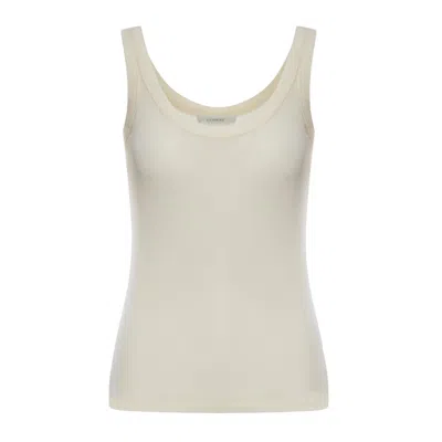 Lemaire Ribbed Cotton Tank Top With Rounded Neckline In Nude & Neutrals