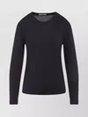 Lemaire Ribbed Crew Neck Long Sleeve Top In Black