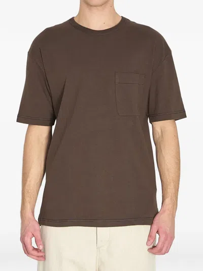 Lemaire Short-sleeved Boxy T-shirt In Heavy Jersey In Brown