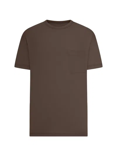 Lemaire Short-sleeved Boxy T-shirt In Heavy Jersey In Brown
