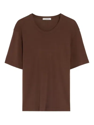 Lemaire Ribbed Crew-neck T-shirt In Brown