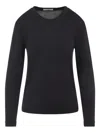 Lemaire Ribbed Crew Neck Long Sleeve Top In Black