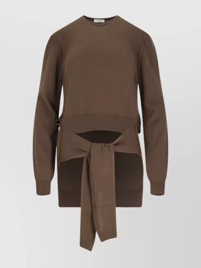LEMAIRE RIBBED CREWNECK TIE DETAIL