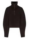 Lemaire Ribbed Half-zip Sweater In Brown