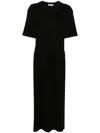 Lemaire Belted Cotton Maxi T-shirt Dress In Black