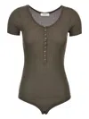 Lemaire Ribbed Viscose And Silk Blend Bodysuit In Brown