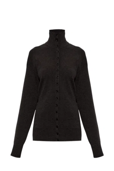 Lemaire Ribbed Knit Cardigan In Brown