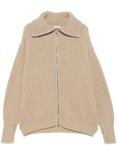 Lemaire Ribbed-knit Cardigan In Beige