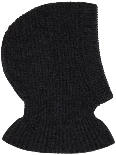 Lemaire Ribbed Knit Balaclava In Soft Acrylic-alpaca Blend In Black
