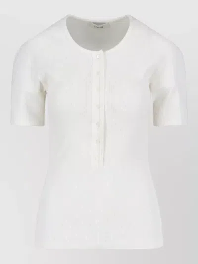 Lemaire Ribbed Knit Top Round Neck Short Sleeves In White