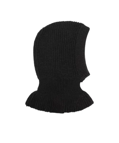 Lemaire Ribbed Knitted Balaclava In Black Coffee