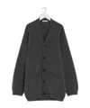 Lemaire Ribbed Patch-pockets Cardigan In Gray
