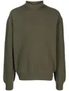 Lemaire Ribbed Roll-neck Jumper In Green