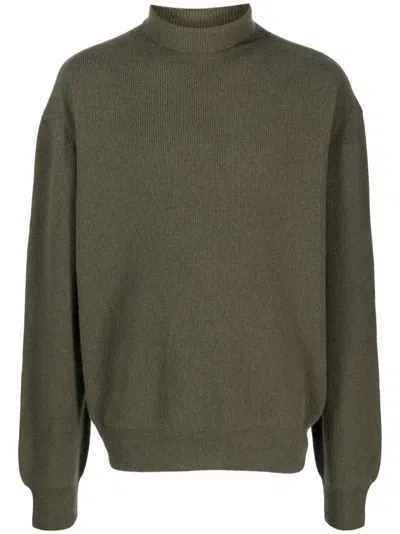 Lemaire Ribbed Roll-neck Jumper In Green