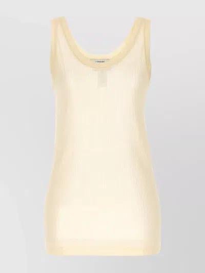 Lemaire Ribbed Scoop Neck Sleeveless Top In Beige