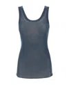 Lemaire Ribbed Silk Jersey Tank Top In Blue