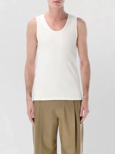 Lemaire Ribbed Tank Top Cotton Linen Jersey In White