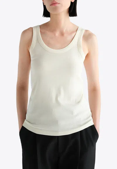 Lemaire Ribbed Tank Top In Cream