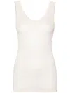 Lemaire Ribbed Scoop Neck Sleeveless Top In Cream